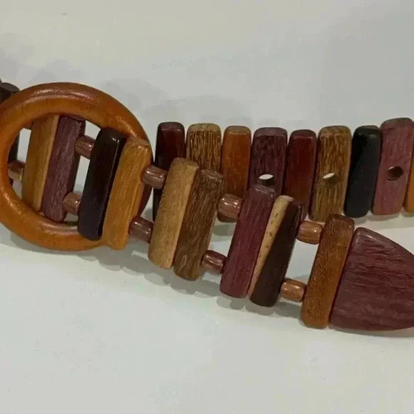 Vintage handcrafted, wooden belt, size medium-Unique and unusual - Picture 3 of 6